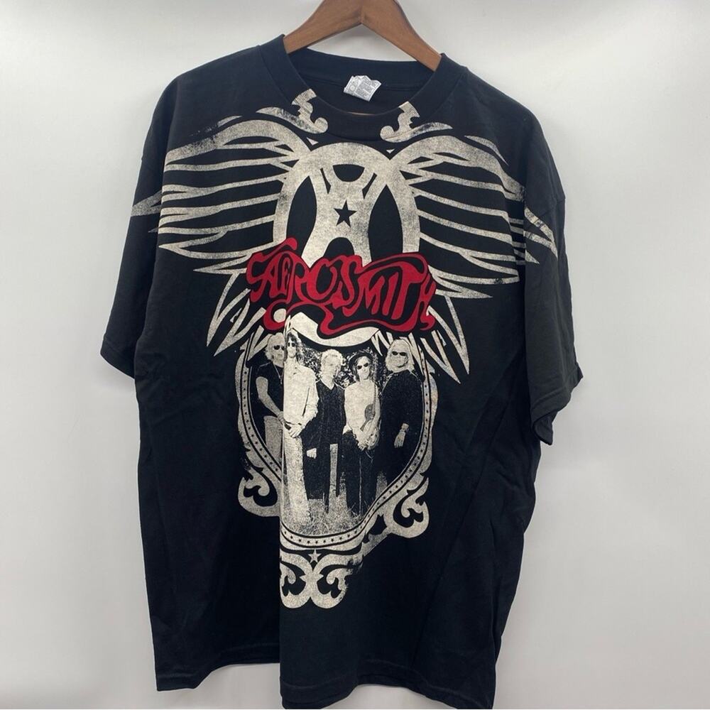 Aerosmith 2009 World Tour AOP Shirt Large L Concert Tee Shirt Black